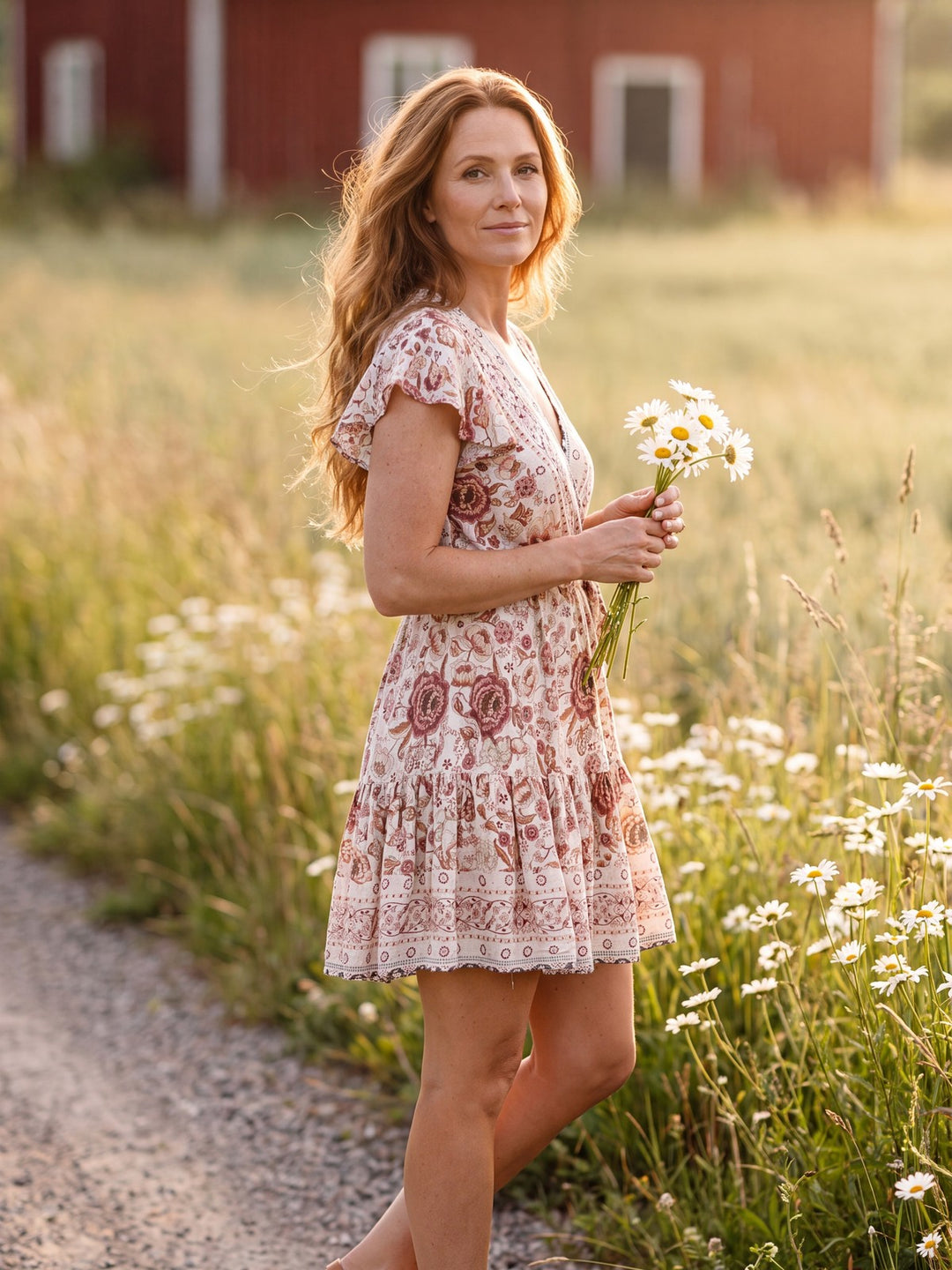 Mia bohemisk sommarklänning med hög midja och volangkant – Lissandra.se