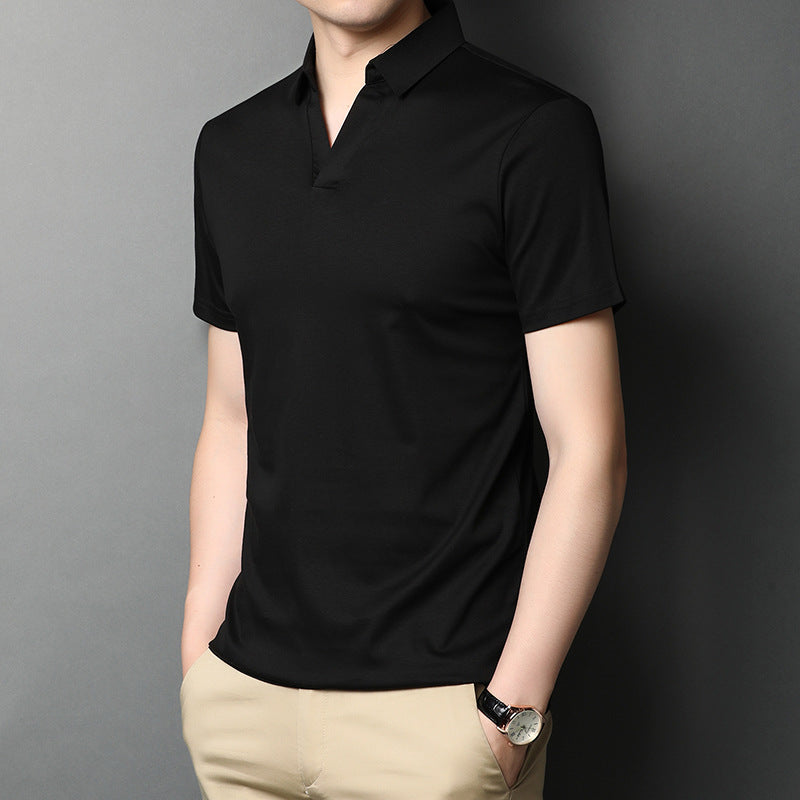 Aiden | Elegant Kortärmad T-Shirt med Slagkrage 0