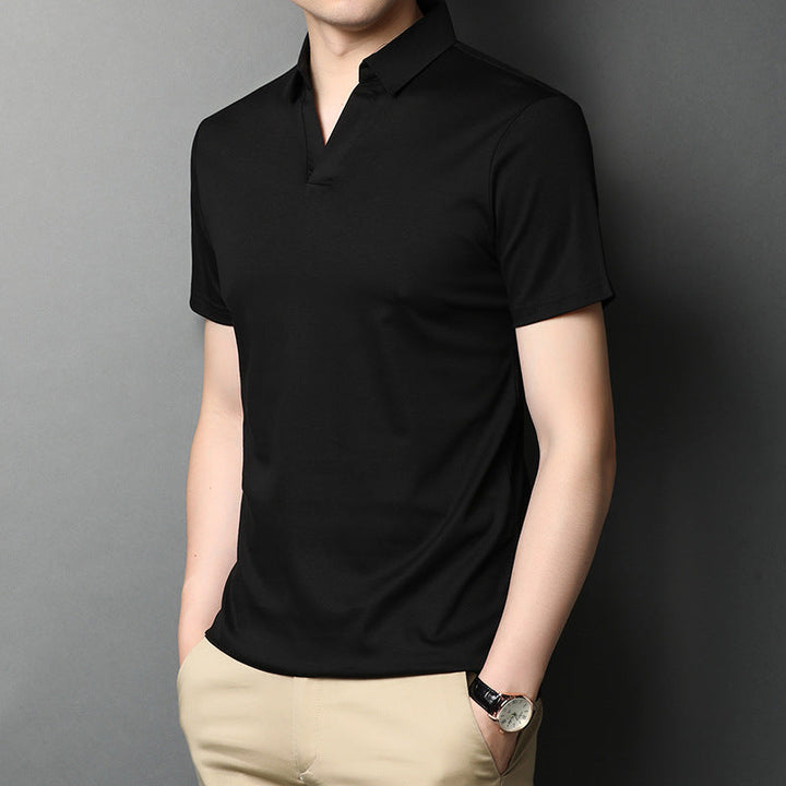 Aiden | Elegant Kortärmad T-Shirt med Slagkrage 0