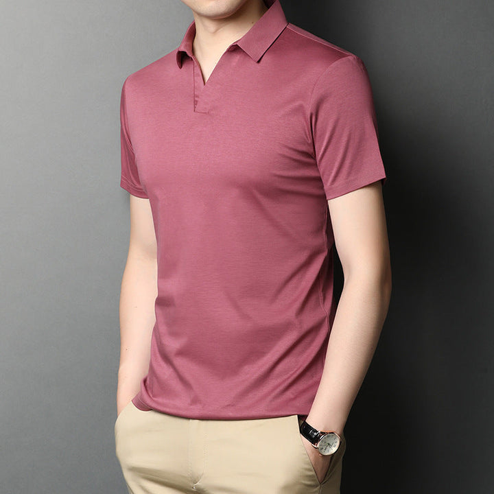 Aiden | Elegant Kortärmad T-Shirt med Slagkrage 1