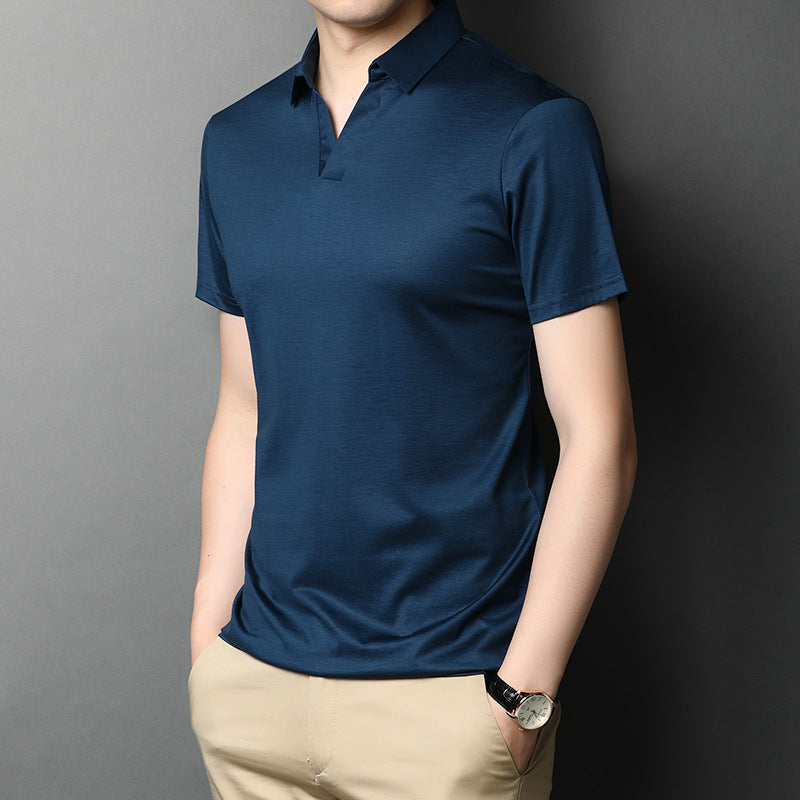 Aiden | Elegant Kortärmad T-Shirt med Slagkrage 2