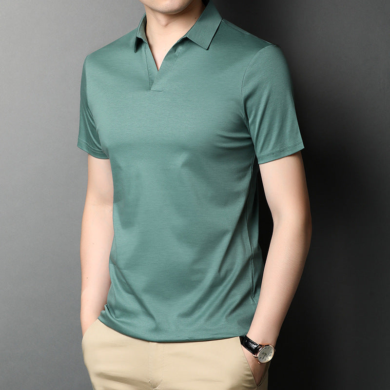 Aiden | Elegant Kortärmad T-Shirt med Slagkrage 4