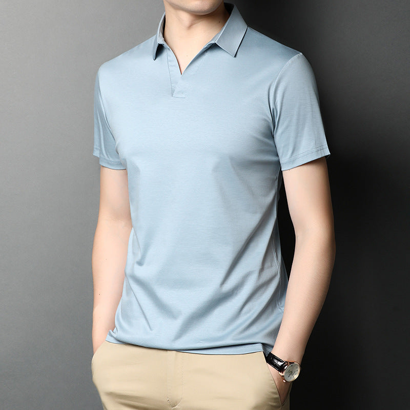 Aiden | Elegant Kortärmad T-Shirt med Slagkrage 5
