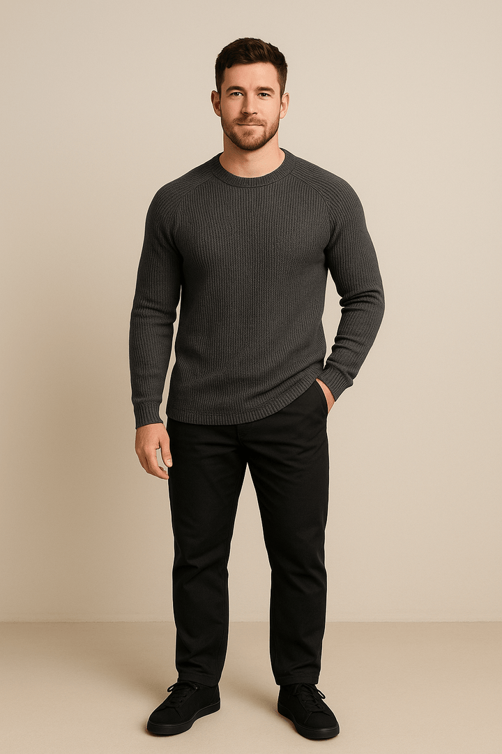 Ashford | Ribbstickad Tröja för Män med Slim Fit Design | Tidlös Stil för Komfort och Elegans 1