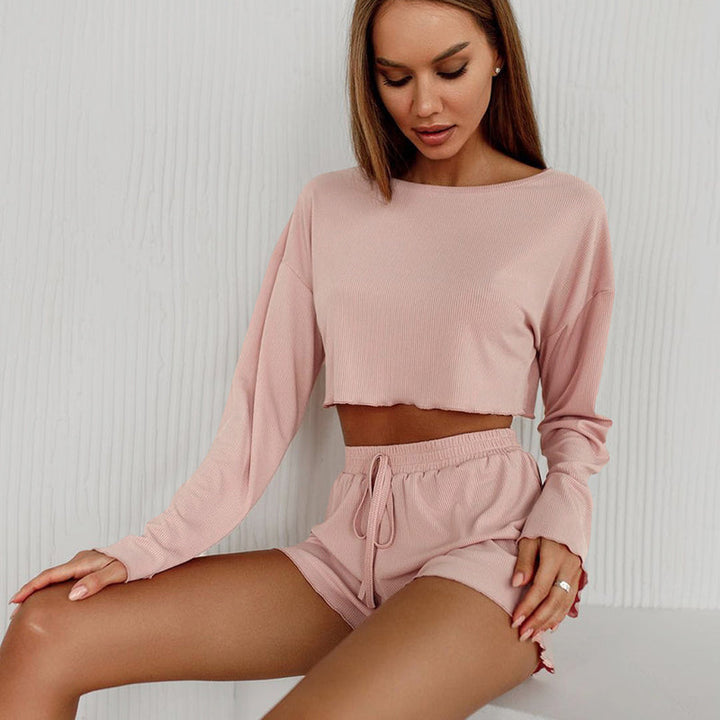 Ava | Lätt Sommar Pyjamas-set med Croptop och Shorts 2