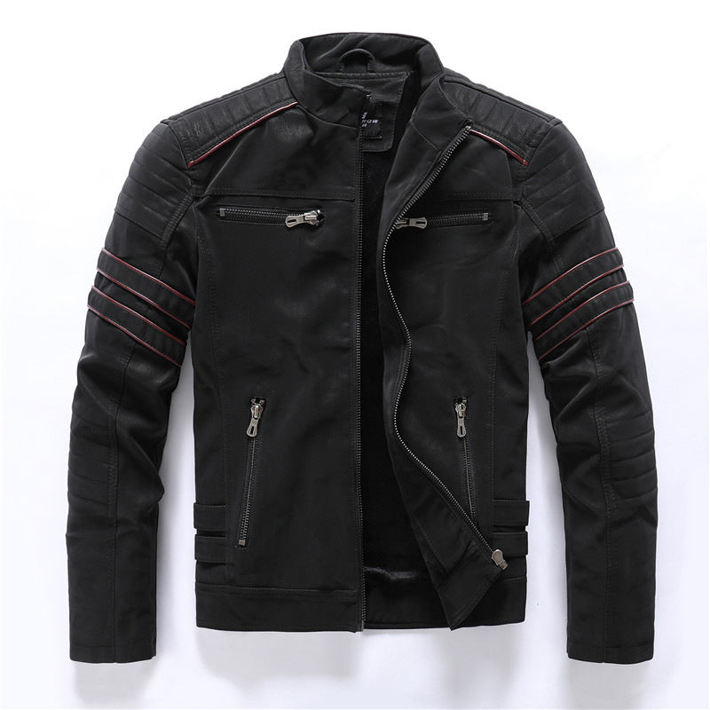 Bikerjacka för Män med Ståkrage och Säkra Dragkedjor | Slitstark Design för Stil och Komfort 0