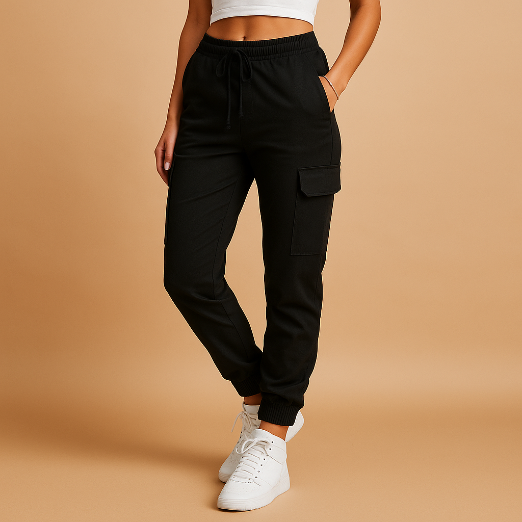 Cargobyxor Dam | Slim Hög Midja med Funktionella Fickor | Smickrande Design för Komfort och Stil 0