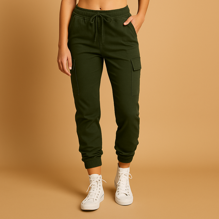 Cargobyxor Dam | Slim Hög Midja med Funktionella Fickor | Smickrande Design för Komfort och Stil 1