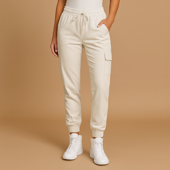 Cargobyxor Dam | Slim Hög Midja med Funktionella Fickor | Smickrande Design för Komfort och Stil 2