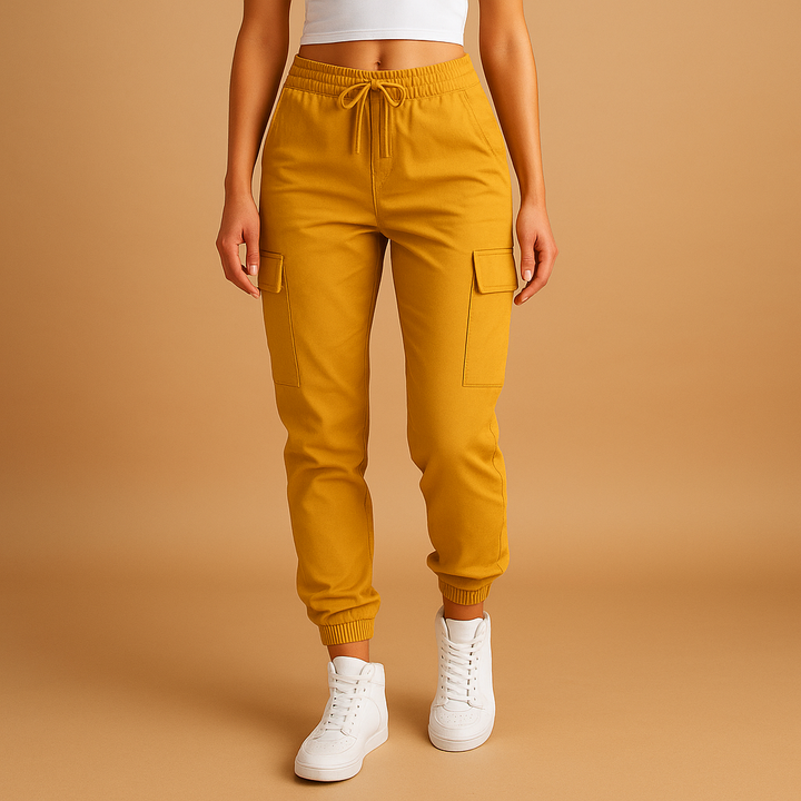 Cargobyxor Dam | Slim Hög Midja med Funktionella Fickor | Smickrande Design för Komfort och Stil 4