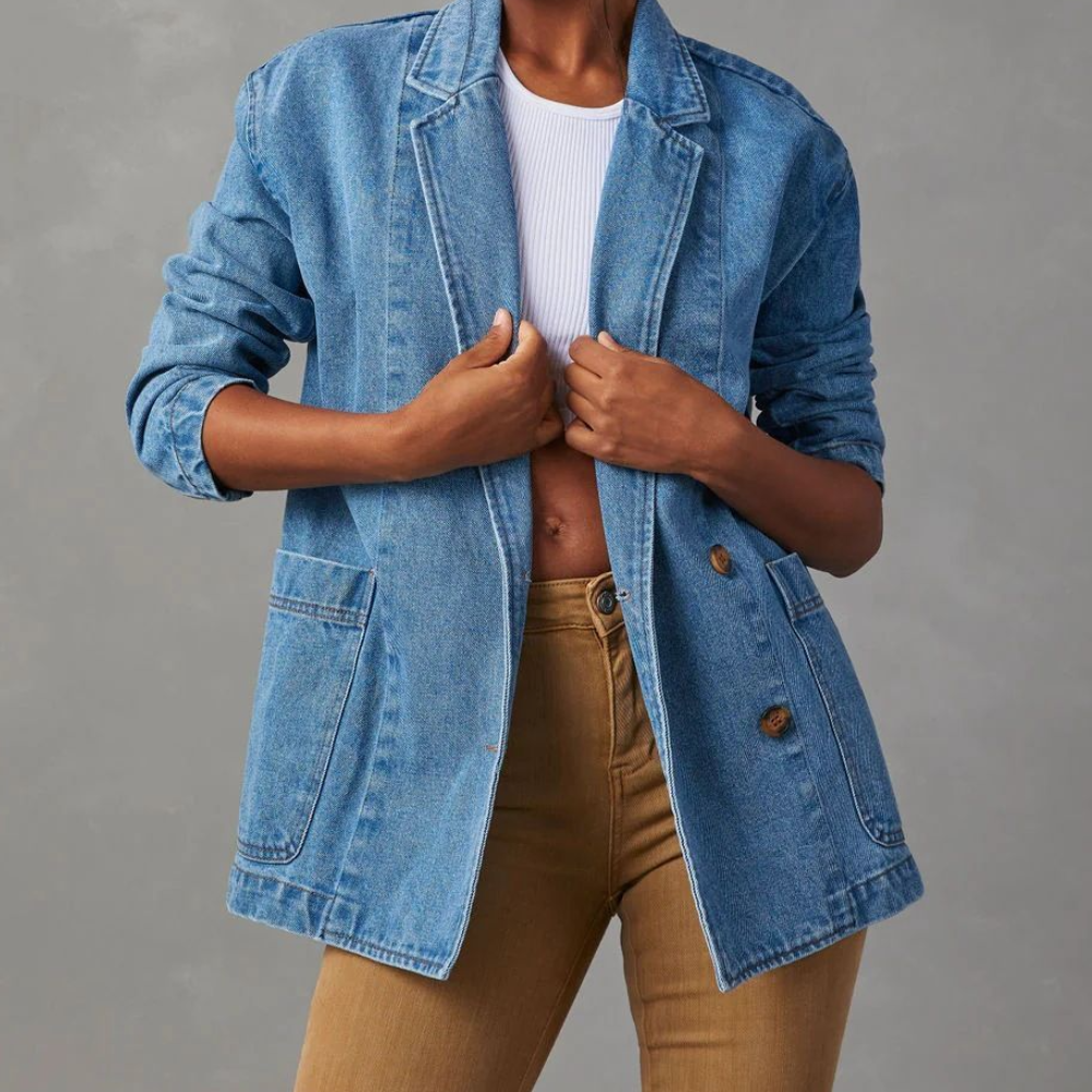 Casual Oversized Jeansjacka Dam med Lätt Andas Design för Modern Stil 0