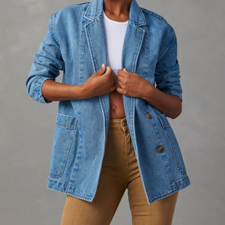 Casual Oversized Jeansjacka Dam med Lätt Andas Design för Modern Stil 0