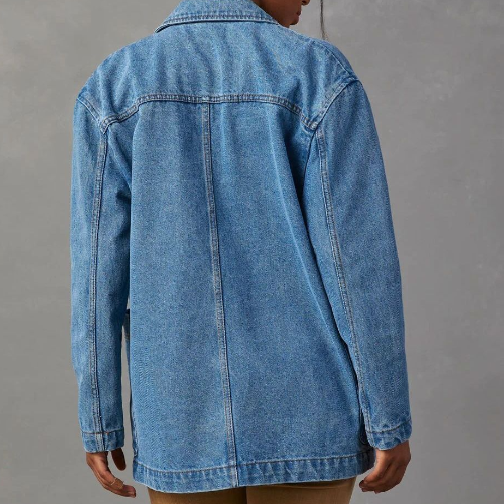 Casual Oversized Jeansjacka Dam med Lätt Andas Design för Modern Stil 1