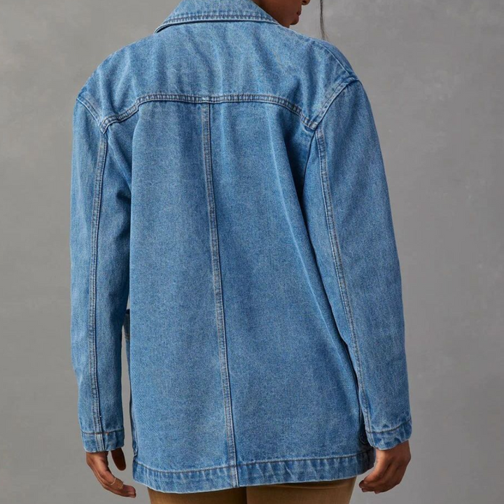 Casual Oversized Jeansjacka Dam med Lätt Andas Design för Modern Stil 1