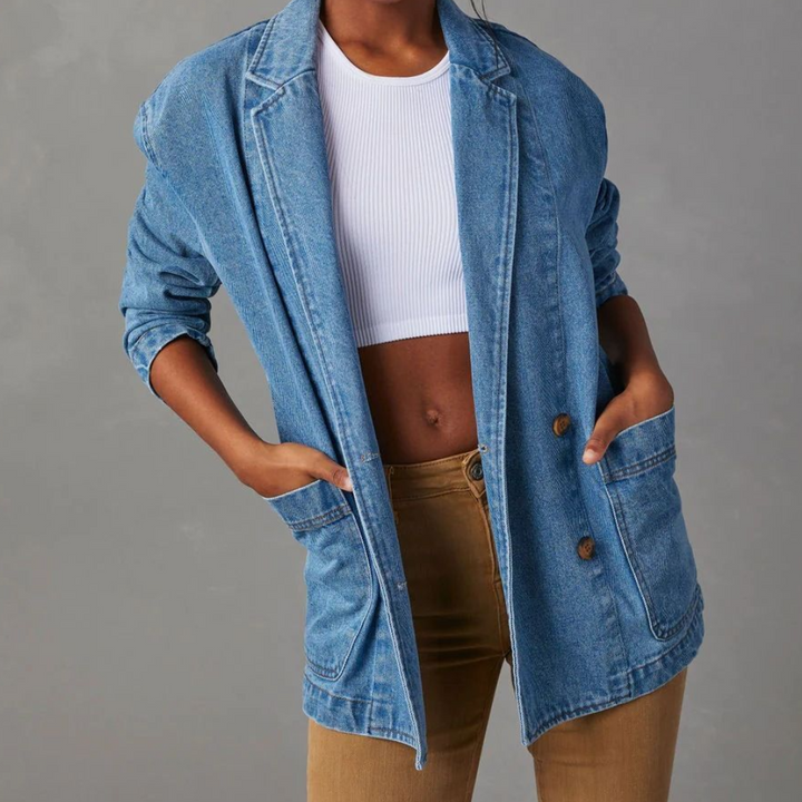 Casual Oversized Jeansjacka Dam med Lätt Andas Design för Modern Stil 2