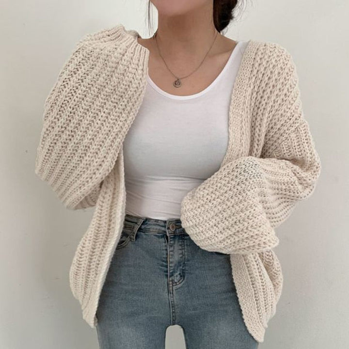 Chunky Knit Cardigan | Oversize Sweater with Balloon Sleeves | Stylish and Comfortable for Autumn and Winter 2