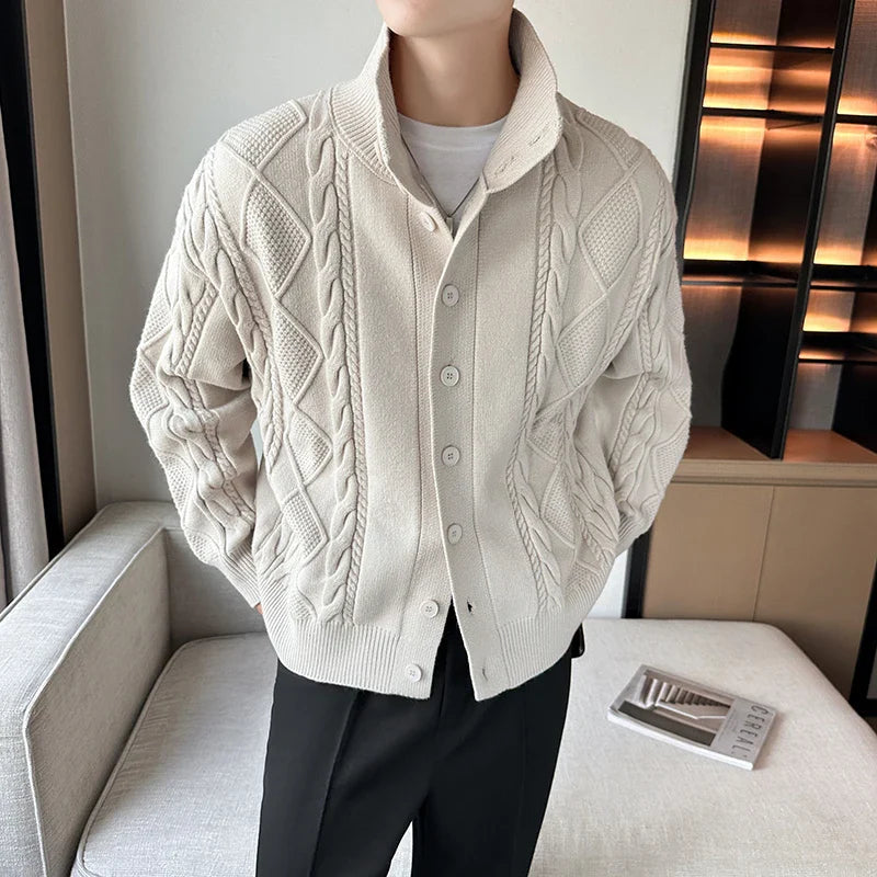 Chunky Knit | Cardigan Herr med Kabelmönster och Knappstängning | Mångsidig Design för Alla Säsonger 2