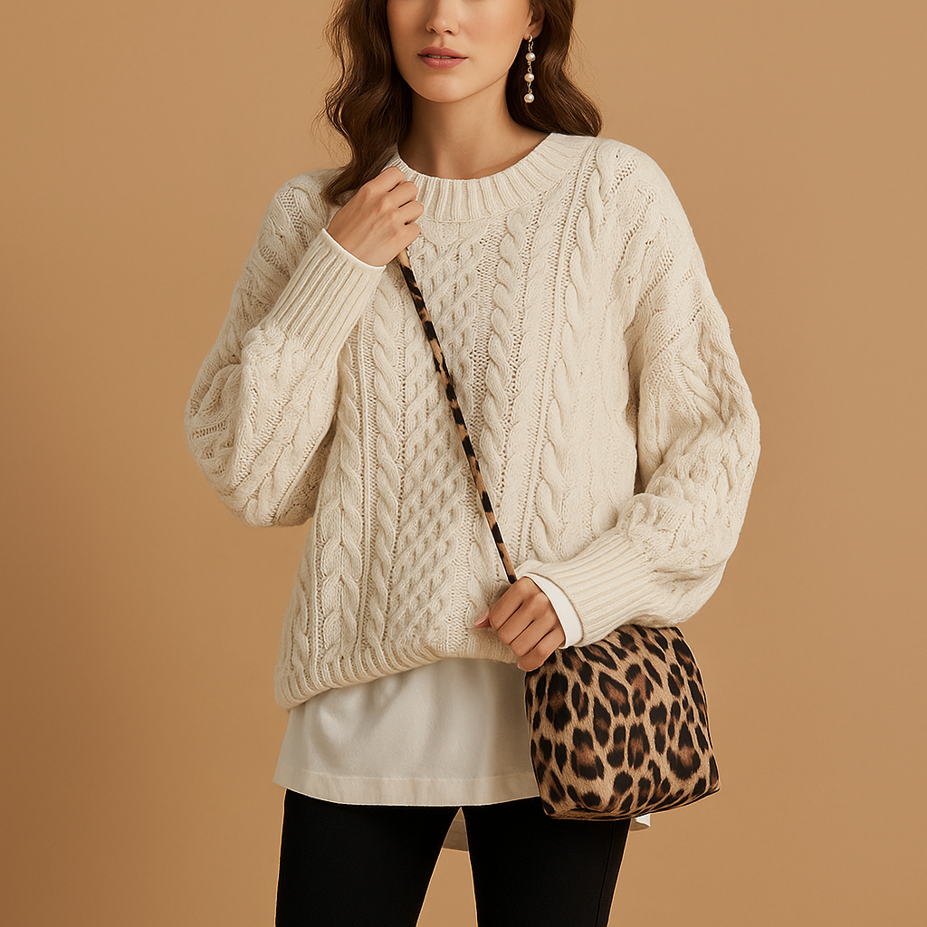 Chunky Knit | Oversized Stickad Tröja för Kvinnor med Rund Hals | Bekväm och Stilig för Vardagsbruk 0
