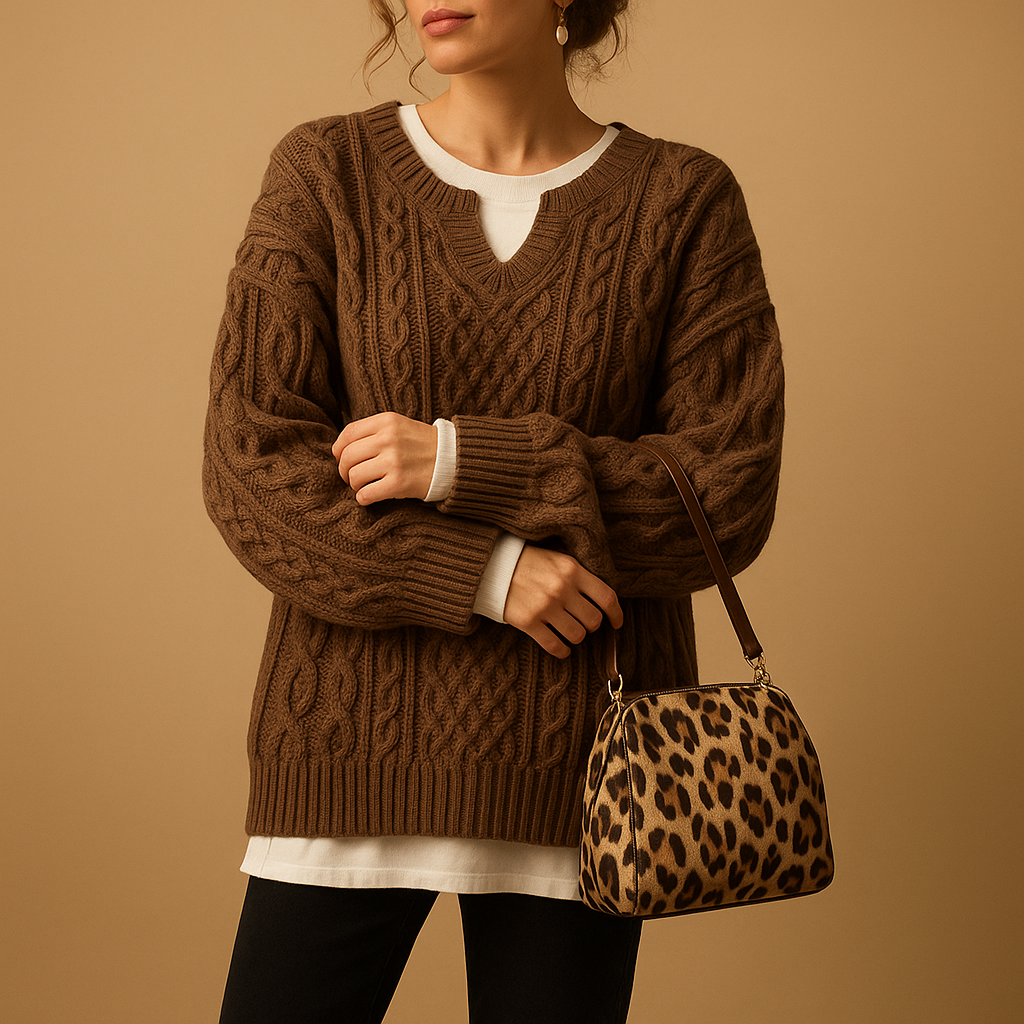 Chunky Knit | Oversized Stickad Tröja för Kvinnor med Rund Hals | Bekväm och Stilig för Vardagsbruk 1