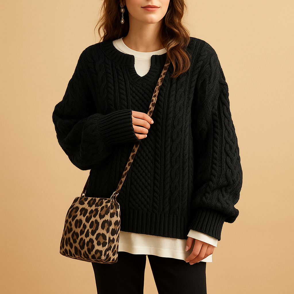 Chunky Knit | Oversized Stickad Tröja för Kvinnor med Rund Hals | Bekväm och Stilig för Vardagsbruk 3