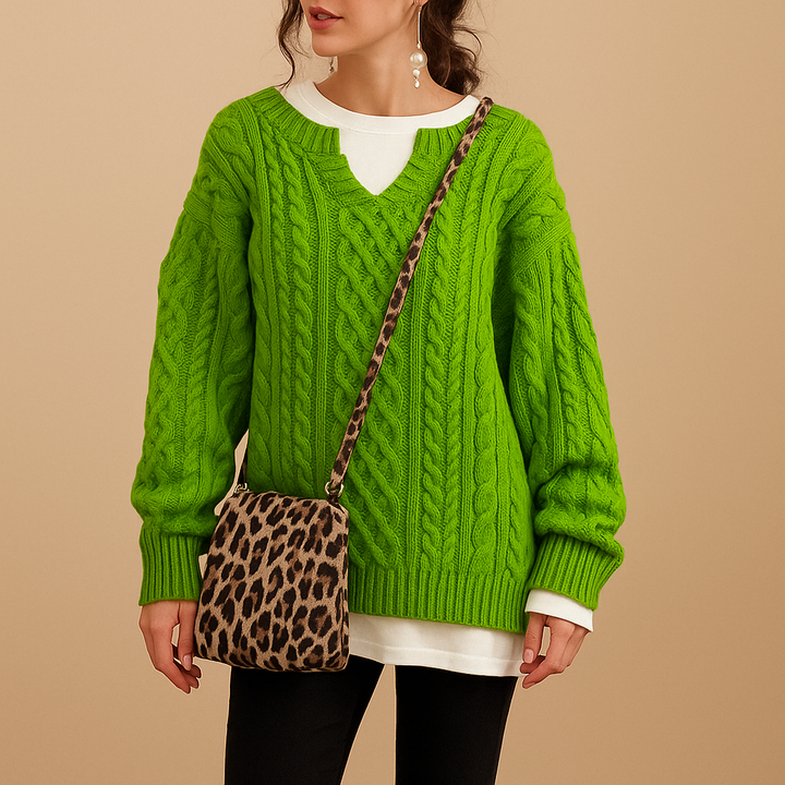 Chunky Knit | Oversized Stickad Tröja för Kvinnor med Rund Hals | Bekväm och Stilig för Vardagsbruk 5