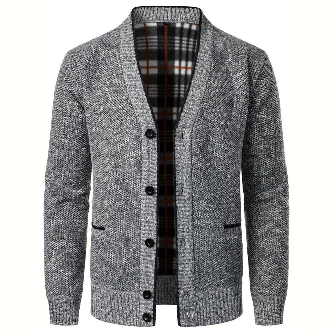 Chunky V-ringad Cardigan Män | Elegant Design med Funktionella Fickor för Komfort och Värme 0