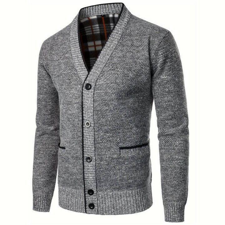 Chunky V-ringad Cardigan Män | Elegant Design med Funktionella Fickor för Komfort och Värme 2