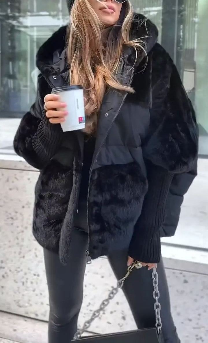 Cropped Dunjacka Dam med Huva och Dragkedja | Trendig Design för Värme 5