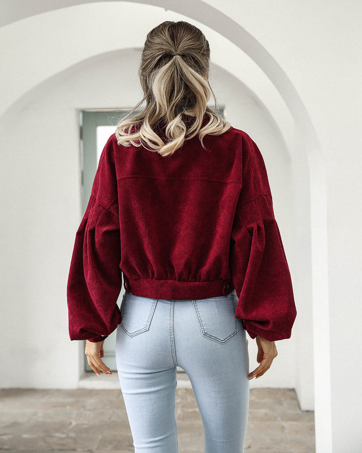 Cropped Jeansjacka Dam | Svart Jeansjacka med Ballongärmar | Modern Casual Look för Vardagsstil 1