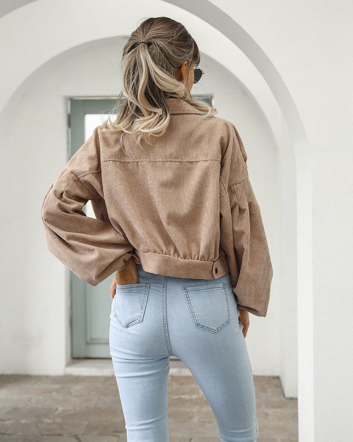 Cropped Jeansjacka Dam | Svart Jeansjacka med Ballongärmar | Modern Casual Look för Vardagsstil 3