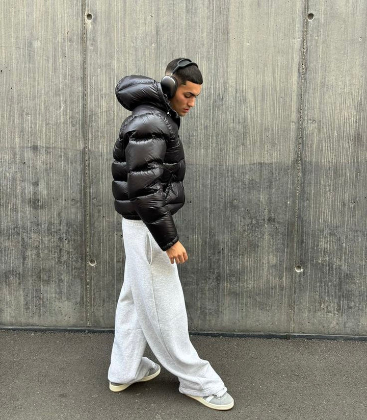 Cropped Quiltad Jacka för Män med Integrerad Huva | Modern Design för Värme och Stil 0