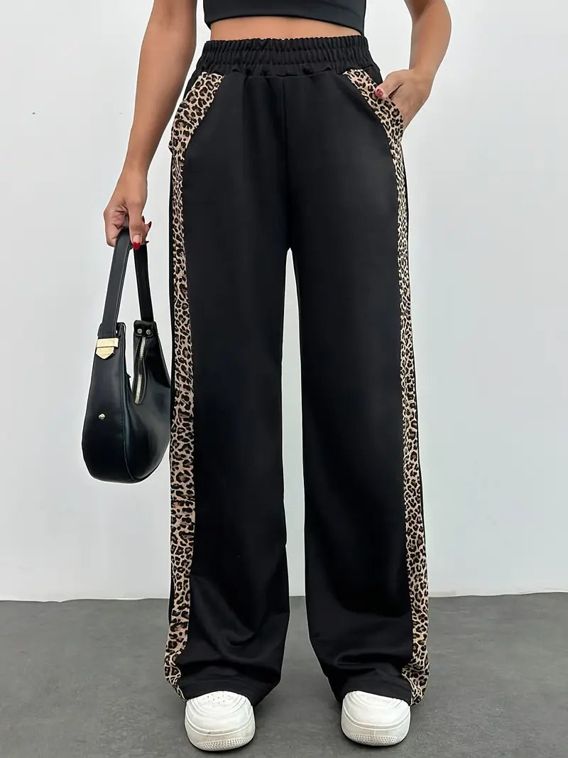 Dynamisk Leopard | Joggingbyxor Dam med Elastisk Midja | Bekväm Design för Aktiv Livsstil 0