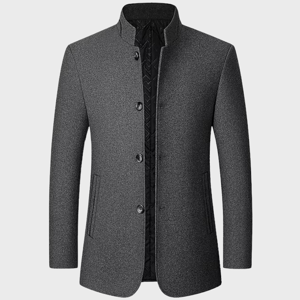 Elegant Affärsrock för Män med Stativkrage och Sidofickor | Mångsidig Design för Kontor och Fritid 0