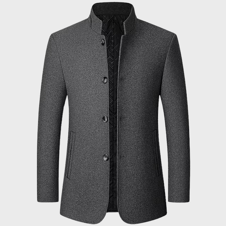 Elegant Affärsrock för Män med Stativkrage och Sidofickor | Mångsidig Design för Kontor och Fritid 0