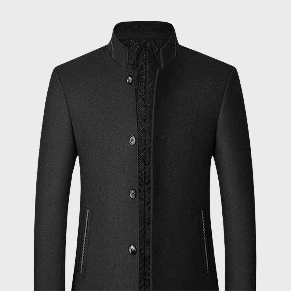 Elegant Affärsrock för Män med Stativkrage och Sidofickor | Mångsidig Design för Kontor och Fritid 4