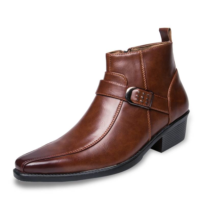 Elegant Ankelstövlar för Män med Spetsig Tå &amp; Dekorativt Spänne | Perfekta för Business-Casual Stil 0