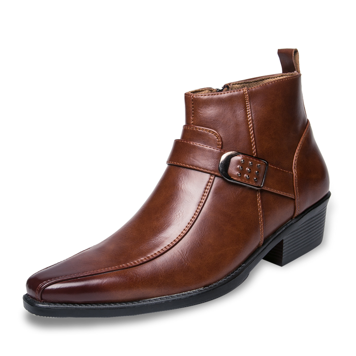 Elegant Ankelstövlar för Män med Spetsig Tå &amp; Dekorativt Spänne | Perfekta för Business-Casual Stil 0