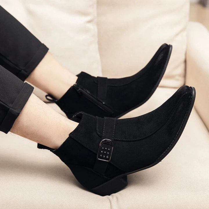 Elegant Ankelstövlar för Män med Spetsig Tå &amp; Dekorativt Spänne | Perfekta för Business-Casual Stil 1
