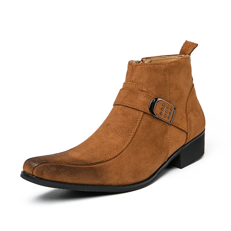 Elegant Ankelstövlar för Män med Spetsig Tå &amp; Dekorativt Spänne | Perfekta för Business-Casual Stil 2