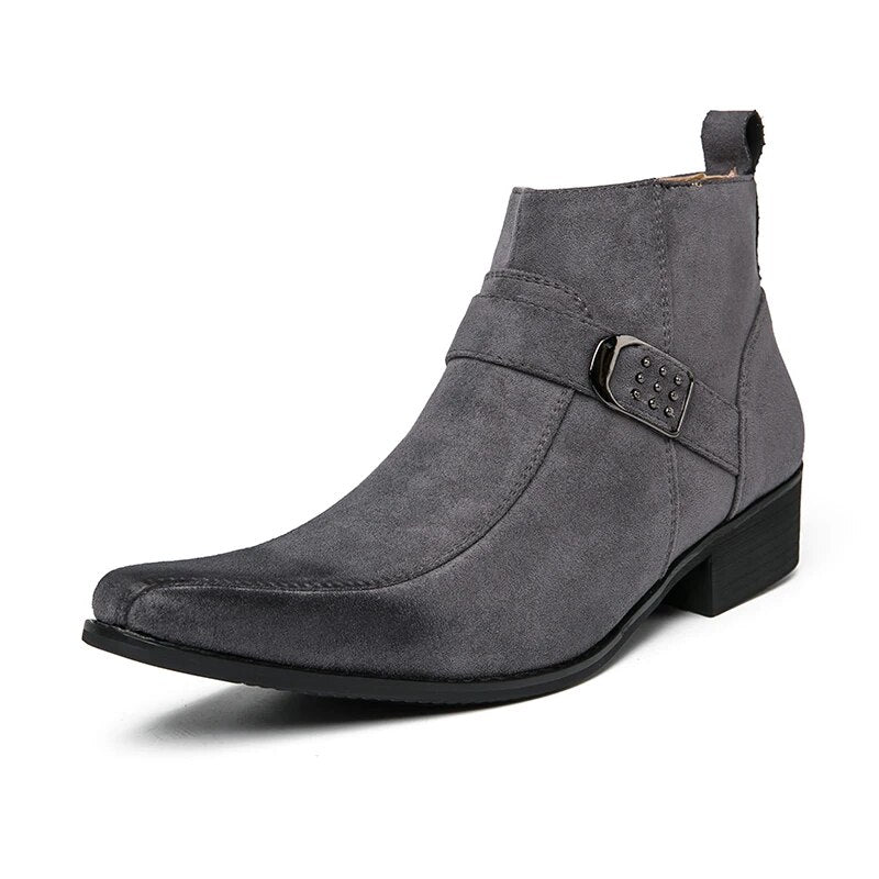 Elegant Ankelstövlar för Män med Spetsig Tå &amp; Dekorativt Spänne | Perfekta för Business-Casual Stil 3