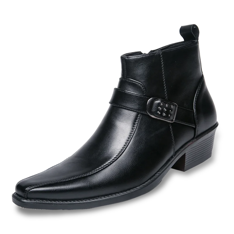 Elegant Ankelstövlar för Män med Spetsig Tå &amp; Dekorativt Spänne | Perfekta för Business-Casual Stil 4