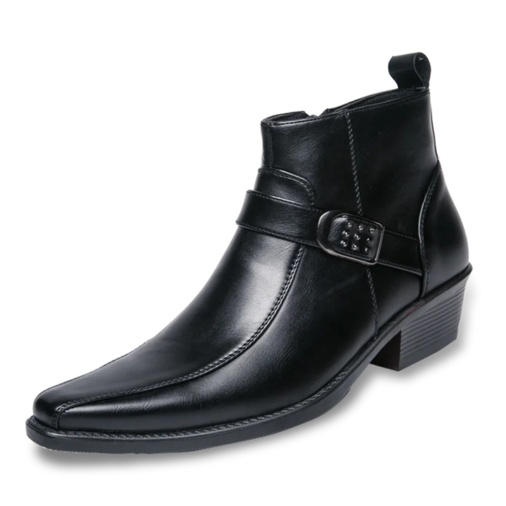 Elegant Ankelstövlar för Män med Spetsig Tå &amp; Dekorativt Spänne | Perfekta för Business-Casual Stil 4