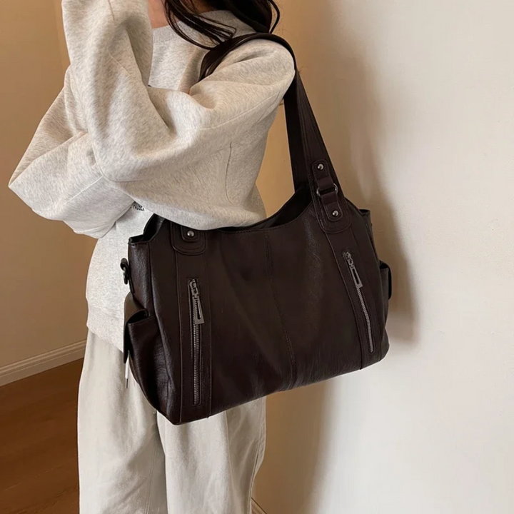 Elegant Axelväska Dam | Zip Top Design med Avtagbar Crossbody-rem | Praktisk Vardagshandväska för Mångsidig Användning 1