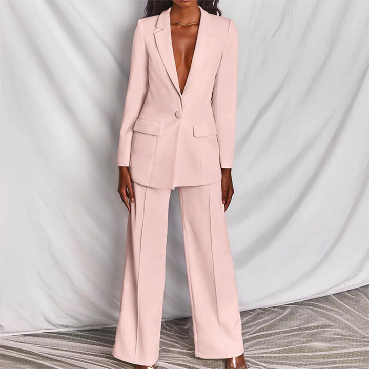 Elegant Byxdräkt | Skräddarsydd Byxdräkt med Longline Blazer & Vida Ben | Stilig Look för Affärer och Evenemang 2