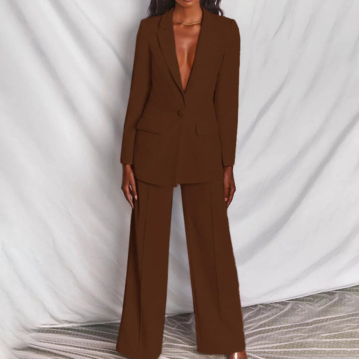 Elegant Byxdräkt | Skräddarsydd Byxdräkt med Longline Blazer & Vida Ben | Stilig Look för Affärer och Evenemang 3