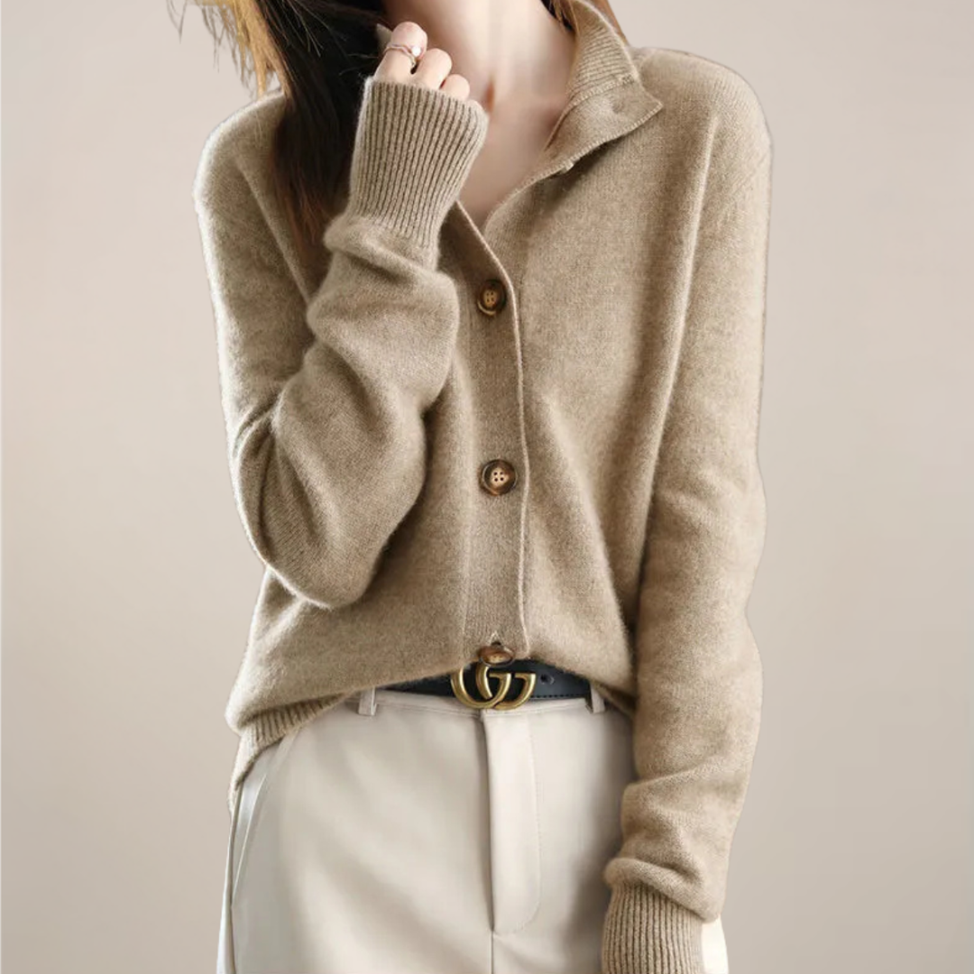 Elegant Cardigan | Dam Tröja med Mjuk Krage och Knapp Fram | Perfekt för Vardagsbruk 1