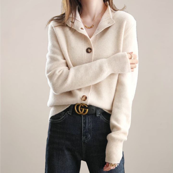 Elegant Cardigan | Dam Tröja med Mjuk Krage och Knapp Fram | Perfekt för Vardagsbruk 2