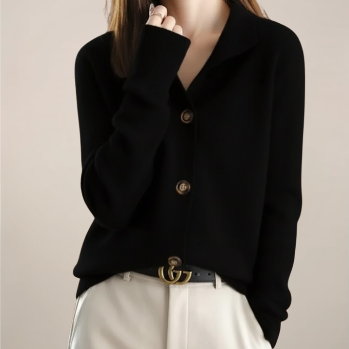 Elegant Cardigan | Dam Tröja med Mjuk Krage och Knapp Fram | Perfekt för Vardagsbruk 4