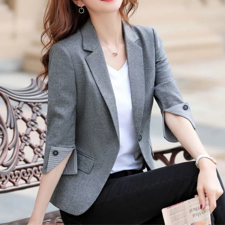 Elegant Damblazer | Slim Fit Kavaj med Randigt Foder för Modern Stil 0