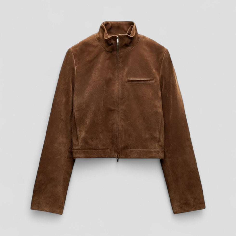 Elegant Damjacka | Tidlös Mockastil med Hög Krage | Mångsidig Design för Vår och Höst 0